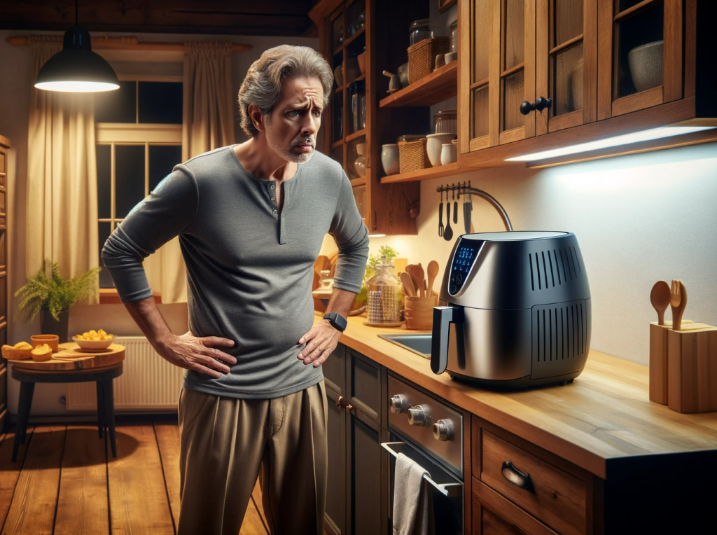 Man confused by air fryer