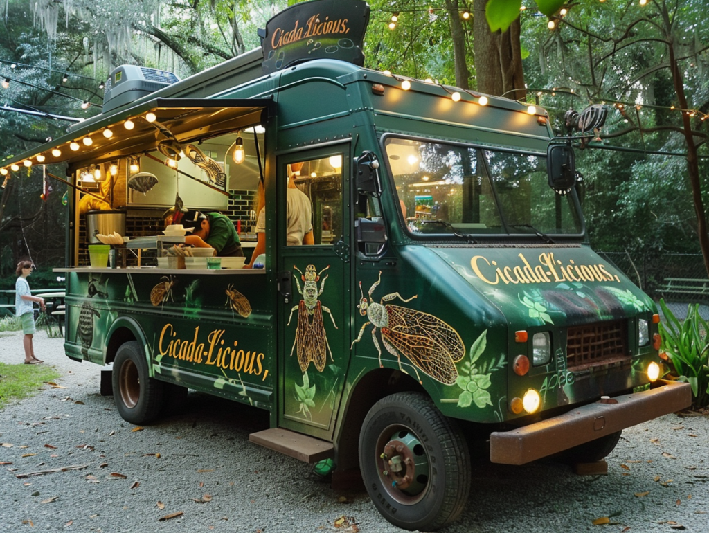 Bob Buzzman's Cicada-Licious Food Truck preparing for the cicada arrival.