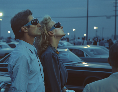 QuantumQuirk Labs employees watching the solar eclipse