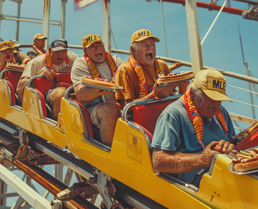 2024 Hot Dog eating contest, on a roller coaster