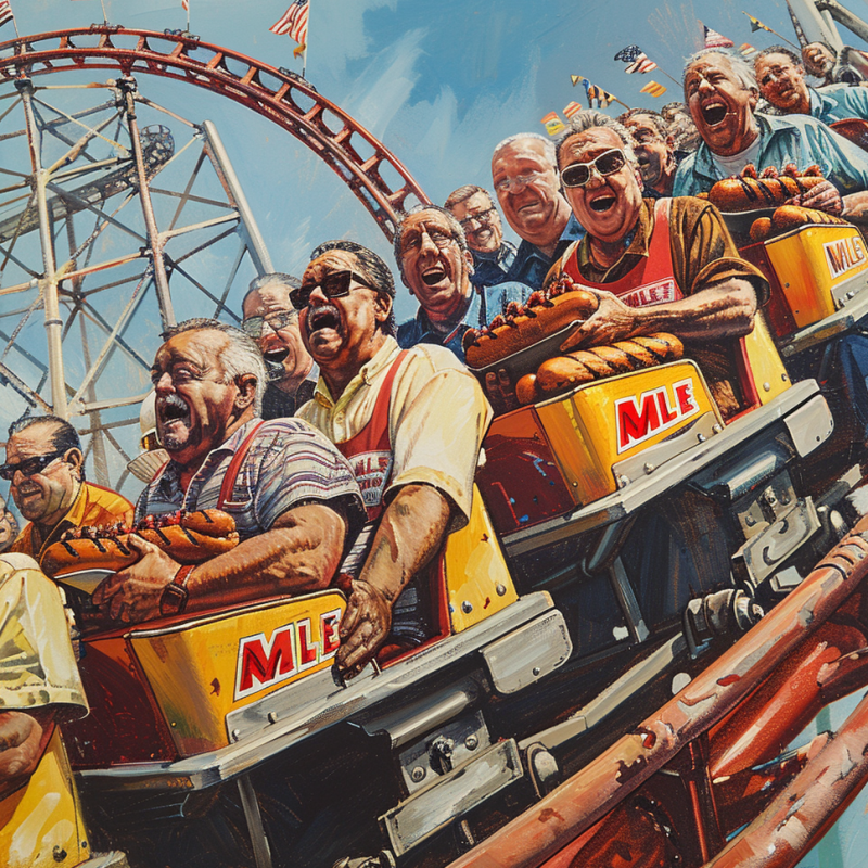 2024 Hot Dog eating contest, on a roller coaster