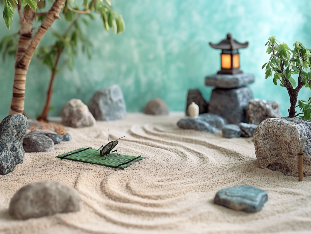 Zen garden at Bug Bliss Ranch