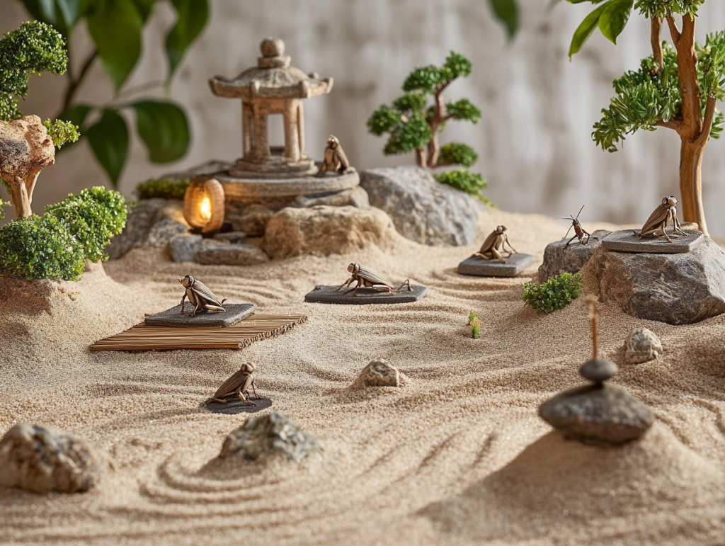 Zen garden at Bug Bliss Ranch