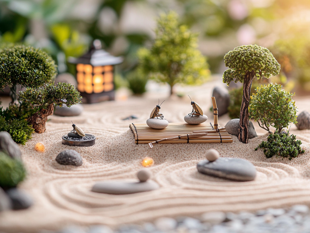 Zen garden at Bug Bliss Ranch